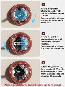 1pc Mechanical Kitchen Timer, Magnetic, Battery-Free, Random Color - Multicolor - View 9