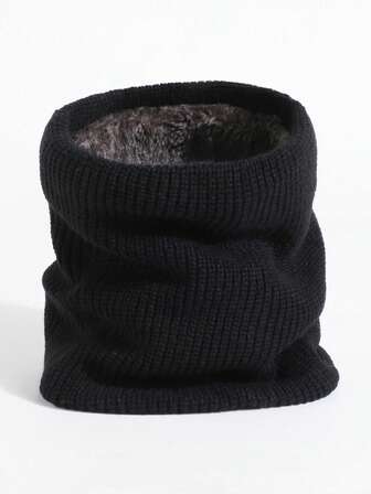 1 Pc New 2025 Solid Color Unisex New Double-Layer Thick Plush Scarf Casual Autumn And Winter Warm Neck Ring Muffler Soft And Skin Friendly Protection And Windproof For Daily Wear And Outing Riding Balaclava Mask.