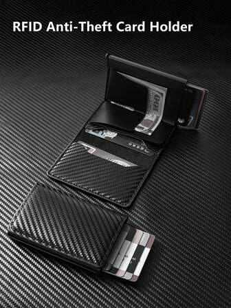Men's Anti-Theft And Anti-Rfid Card Holder, Metal Pop-Out Credit Card Holder, Simple Rfid Wallet, Multi-Functional Coin Purse, Suitable For Travel And Daily Use, Ensuring Security, Suitable For All Seasons, High-Quality Wallet, Protects Against Credit Card, Id Card, And Cash Theft, Anti-Pickpocket Design.Card Holder
