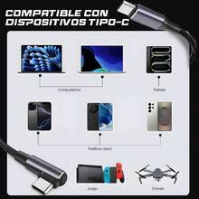 C, 2 Paquete C a C, 100W Tipo C a - C, Tipo C Carga Rpida, para Carga Estable y Rpida, Compatible con Porttiles, Tabletas, Telfonos Mviles 1 metro - 1 metro - Ver 10