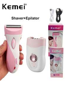 Kemei Electric Usb Rechargeable Epilator For Boy Hair Remover KM-196, Fast Hair Removing Painless Hair Remover KM-3018, Private Place Body Hair Remove Bikin Hair Trimming For Lady Hair Removal Device - Pink - View 3