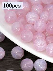 100颗星空树脂闪光圆珠，直孔散珠，适用于DIY珠宝制作 - 細閃珠 - 查看 37