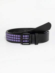 1 chiếc thắt lưng quần jean đính đinh tán nhiều màu phong cách Punk Y2K dành cho nữ - Màu tím - Xem 3