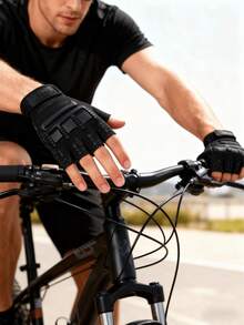 A Pair Of Family Fitness, Finger-Opening PU Motorcycle Riding Gloves, Punk Hip-Hop PU Gloves, Outdoor Riding Gloves, Half-Finger Gloves, Motorcycle Gloves, Durable Fitness Gloves, Outdoor Sports Mountaineering Gloves For Gym Training