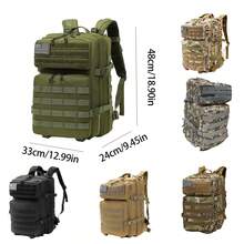 Mochila de camuflaje para exteriores: fibra de poliéster resistente, diseño de camuflaje, estructura con múltiples compartimentos adecuada para senderismo, acampada, caza y escalada, colores mezclados, cierre con cremallera, compartimento para ordenador portátil, mochila resistente | Mochila de camuflaje | Sistema de soporte estructurado, mochila de viajela resistente | Mochila de camuflaje | Sistema de soporte estructurado, mochila de viaje - Verde militar - Ver 3