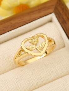 1 件优雅玫瑰花铜戒指，适合日常佩戴、婚礼、订婚、派对珠宝礼物，适合女性情人节、妈妈、母亲、母亲节、礼物 - 1# - 查看 10