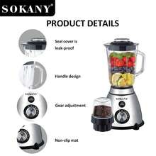 SOKANY 03031 Multi-Functional Food Processor, Demolition Machine. 2-In-1 Blender For Juicing/Grinding. 800W High Power, 1.5L Large Capacity, 5-Speed Adjustment. One-Touch Operation, Suitable For Crushing Ice, Juicing, Grinding, Mincing And More. An Essential Kitchen Appliance.