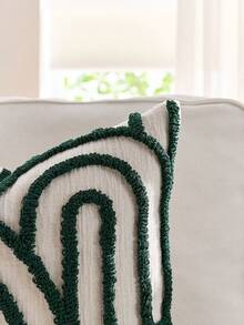 Bộ 1/2 vỏ gối họa tiết hình bán nguyệt, vỏ gối vuông thêu nhung vải canvas, dùng hàng ngày trong phòng ngủ, phòng khách, ghế sofa, sân, trang trí sân vườn, không lõi 30*50cm 45*45cm - màu xanh lá - Xem 3