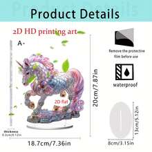 1pc Dreamy Unicorn Series 2D Flat Acrylic Ornament, Acrylic Material, Bedroom Dreamy Decoration/Best Friend Spring Birthday Gift, Valentine's Day Fairy Tale Style Scene Decoration - Multicolor-decorations - View 8