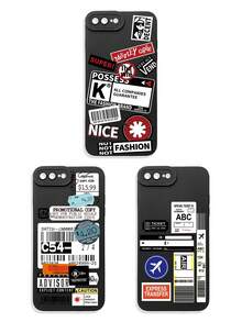 Funda de teléfono con gráfico de letra de eslogan negro, funda de teléfono con collage abstracto, avión, rayas y etiqueta gráfica negra, funda de teléfono con patrón de retazos vintage, funda de teléfono con protección de lente negra. Compatible con iPhone y Galaxy, funda de teléfono, funda compatible con iPhone 17 Pro Max, fundas, funda compatible con iPhone 13, funda compatible con iPhone 15, regalo de fiesta, versión internacional, no la versión nacional - Multicolor - Ver 36