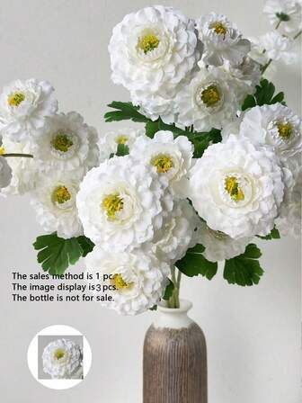 1支/3支装 75厘米长 丝绸布艺仿真牡丹花，浪漫经典简约设计，适用于婚礼拱门、墙面装饰、胸花、派对装饰、节日生日装饰、家居装饰、摄影道具、DIY花环，品质优良
