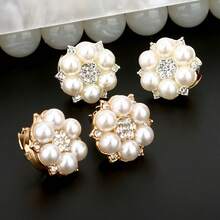 مجموعة زر كريستال أنيق - أزرار أكمام معدنية ذهبية للنساء للبلوزات والفساتين، بدون الحاجة للخياطة، هدية إكسسوار موضة، ملابس رسمية - متعدد الألوان - مشاهدة 2