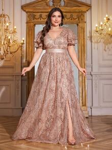 XUIBOL Váy cưới cho mẹ cô dâu tay ngắn sang trọng, trang trọng (Đính kèm nhiều họa tiết) - Rượu sâm banh - Xem 3