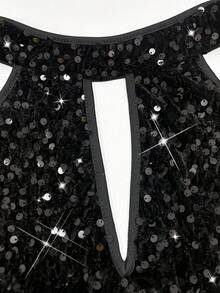 RNU Đầm mini ôm sát gợi cảm, hở lưng, co giãn, đính sequin đen, thích hợp cho hẹn hò, tiệc tùng, hộp đêm, dạo phố, lễ hội, ngày Valentine, sinh nhật, năm mới, mùa xuân/hè/thu/đông. - màu đen - Xem 6