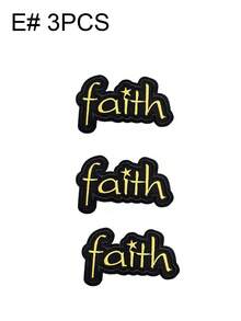 一套3/7片黑白信仰英文字母系列刺绣布贴,虔诚信徒涤纶徽章贴花,DIY服装熨烫布贴,缝纫配件布贴,适用于背包、牛仔裤、夹克、T恤、帽子、连衣裙等。 - 彩色 - 查看 16