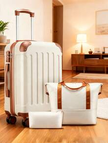 一套20英寸登机箱，尺寸22x14x9英寸，符合航空公司标准，硬壳带轮行李箱，TSA认证，旅行手提袋，是圣诞礼物的理想之选，必备旅行用品，大容量搬家收纳箱，秋季户外装备行李箱，拉杆箱，万向轮行李箱，旅行行李箱，硬壳行李箱，登机箱，男女旅行必备，适合度假、商务出行，大容量旅行必备，旅行配件，旅行收纳整理，旅行用品 - White Brown - 查看 1
