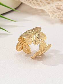 1 Set/1 Pair Fashionable Floral Element Earrings, Ring, Bracelet For Women, Suitable For Party, Daily Wear, Valentine's Day, Wedding, New Year, Mother's Day