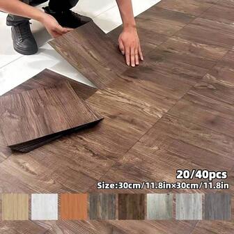 20/40pcs Marble Pattern Self-Adhesive 1.5mm Thick Vinyl Floor & Wall Tiles, Easy Install Waterproof, Suitable For Kitchen, Bathroom And Living Room Floor And Wall Decor, Non-Slip, 30cm X 30cm