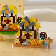 Juguete modelo de bloques de construcción de partículas micro en forma de casa de molino de viento, decoración de escritorio de dibujos animados lindos DIY, regalo de decoración del hogar - Multicolor - Ver 9