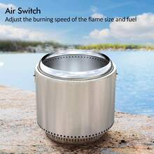 Brasero portátil de acero inoxidable para exteriores, sin humo, de 27", con soporte extraíble y cenicero, ideal para acampar, jardín y patio. - Plateado - Ver 4