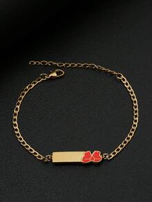 1pc Customized Minimalist Fashionable Colorful Drip Oil Name Engraved Bracelet, Gold/Silver 18K Gold Plated Stainless Steel Material, Adjustable Chain With Personalized Engraving - Birthday/Anniversary Gift For Him, Unique Ideal Gift For Him, Ideal Gift For Her, Boyfriend, Girlfriend, Dad, Mom, Family, Friends, Grandparents Anniversary, Birthday, Daily Wear, Wedding, Graduation, Prom, Party - Multicolor - View 17