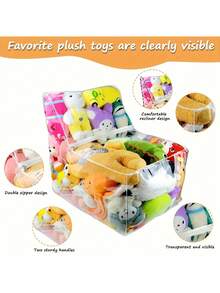 Borsa portaoggetti da divano di grandi dimensioni da 60 cm, coprisedile trasparente per bambole e peluche, poggiapiedi contenitore in PVC lavabile e durevole per animali di peluche, organizzazione domestica (esclusi i giocattoli di peluche)