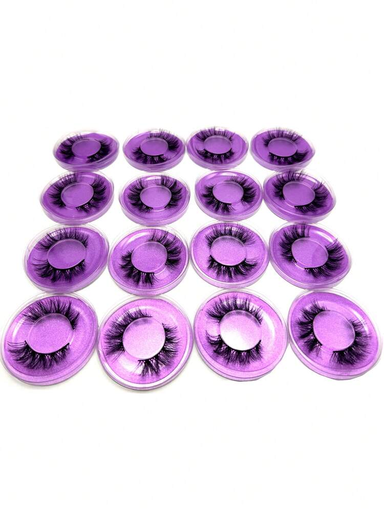 Lashes Bulk Gifts Box Wholesale 3d Mink Eyelashes 16 Pairs Soft Fluffy Messy Natural False Eyelashes Fluffy Fake Eyelashes Makeup False Lashes In Bulk Cilios Makeup,Exquisite Sparkling Packaging,Wispy Natural Fluffy Volume Eye Lashes,As A Christmas Gift, Holiday Gift - Black - View 6