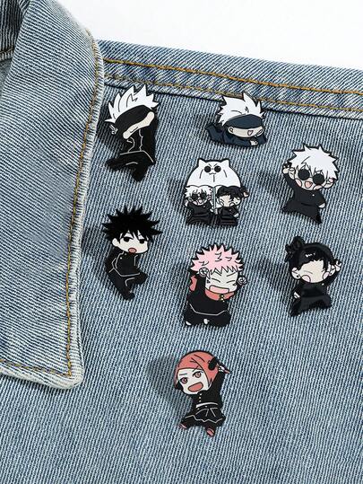 1 pieza Gojo, Yuji, Megumi, Nobara, Geto Broche de aleación lindo y creativo con diseño de personajes de dibujos animados, accesorio de insignia de metal, elemento secundario de periféricos de anime, decoración de bolso, accesorio de ropa, decoración de pareja y mejor amigo, recuerdo de viaje, regalo de graduación, fiesta, Halloween, vacaciones, decoración de pareja de anime para el Día de San Valentín