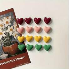 5个/10个/12个/套彩色心形冰箱贴，情人节冰箱装饰，家居装饰，趣味冰箱装饰，适用于厨房、餐厅、办公室、白板、储物柜、洗碗机，情人节礼物，圣诞礼物 - 彩色 - 查看 6