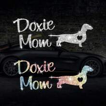 1 miếng dán xe hình trái tim lấp lánh hình chó Dachshund, thích hợp cho cửa sổ xe hơi, máy tính xách tay, đồ trang trí kính tường nhà - Chó Dachshund đáng yêu - Xem 9