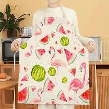 1 pezzo Grembiule con stampa fenicottero e cuore, creativo, divertente e alla moda, grembiule per pulizie domestiche resistente all'olio e facile da pulire, grembiule da cucina, grembiule creativo per la casa