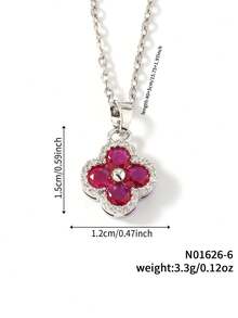 1pc Fashionable Minimalist Women's Zirconia Four-Leaf Clover Heart Necklace - Multicolor - View 20
