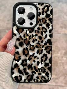 Cute Leopard Print Pattern Compatible With Apple Phone 16/13/12/14/15/11/17/ProMax/Pro/Plus/Xs Max/XS/X,Anti Drop Antiskid Silicone Soft Case Ultrathin Phone - Black - View 2