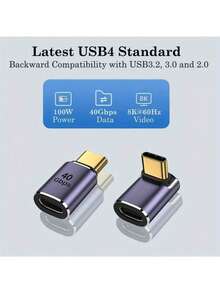 WOWSSYO 1 个 USB Type C 适配器，40Gbps USB-C 公对母适配器，支持 8K@60HZ 和 100W 快速充电，USB 母对 USB C 公适配器，兼容 Thunderbolt 4/3、USB C、HUB、扩展坞、平板电脑 - 紫色 - 查看 4