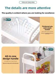 Mehrstöckiges Aufbewahrungsregal, Kunststoffmaterial, bodenstehendes Modell, inklusive goldener Rohre, geeignet für Küche, Bad, Schlafzimmer, Wohnzimmer, vertikale Regaleinheit