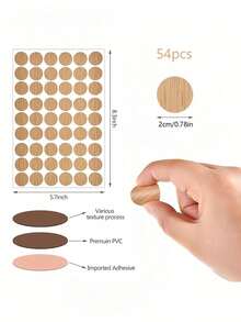 54pcs/Sheet 21mm PVC Self-Adhesive Decorative Stickers, Furniture Screw Cover Stickers, Furniture Cabinet Repair Decorations - Multicolor - View 3