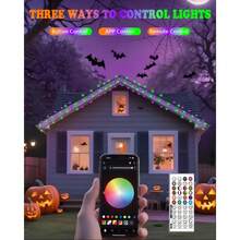 Connectable Red And White Christmas String Lights, 2Pack Total 164FT 400LED Christmas Lights For Outdoor/Indoor, Plug In Tree Lights With 8 Modes, String Lights For Christmas Decorations Holiday - APP RGB - View 3