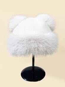 1 st. hatt i fuskpäls för flickor 10-16 år, söt och fluffig plyschhatt, lämplig för snöiga dagar och vinterkläder utomhus - 1PC - Visa 10