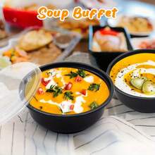 10/20/50个装可叠放式带隔层的午餐盒，可重复使用的沙拉/面条汤碗，适用于微波炉、冰箱和洗碗机，适合聚会、活动或日常使用。 - 彩色 - 查看 5