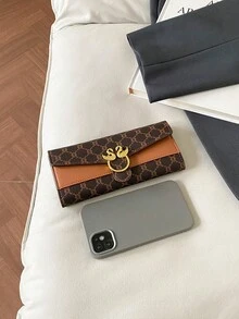 复古设计师钱包 PU 皮革女士钱包 优雅晚宴手拿包 女士钱包 长款钱包 卡包 零钱包 女士礼物 趣味礼物 教师礼物 圣诞礼物 - 棕色 - 查看 5