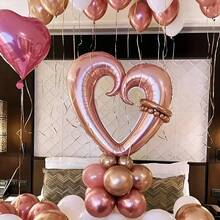 2pcs Large Hollow Heart Shaped Balloons - Pink, Gold, Silver, Red, Blue, Magenta, Suitable For Wedding, Anniversary, Birthday, Valentine's Day Party Decorations - Helium Ready, Ideal For Couple Engagement, Wedding Arch, Balloon Release, Wedding Party, Party Decor - 彩色 - 查看 11