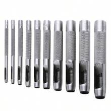 Sacabocados para Cuero Herramienta de Perforacin de Agujeros, 10 Piezas de Perforadoras de Cuero Redondas, con Tamaos de Taladro de 1 mm a 10 mm - Plateado - Ver 2