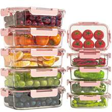 10/2pcs Set High Borosilicate Glass Food Storage & Meal Prep Containers Set With Airtight Lids - Microwave, Dishwasher, Oven & Freezer - 西瓜粉 - 查看 7