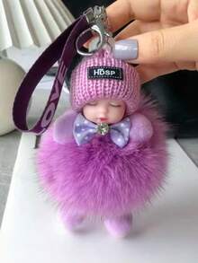 1 pieza Llavero de peluche suave y lujoso de color vibrante, colgante de muñeco de peluche dormido adorable como accesorio para mochila, regalo, bolso o accesorios de coche