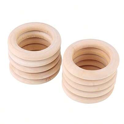 50 Pcs Unfinished Wooden RingDIY Wooden Craft Circles Suitable For DIY Woodworking