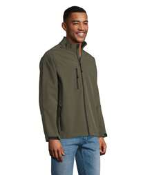 THEGEWA Men's 340gsm Softshell Thermal Jacket With Fleece Lining, Functional Design And Full Zip, 11 Colors Available, Perfect For Outdoor Use And Customization - Available S To 3XL - MARNAULA - 軍綠色 - 查看 4