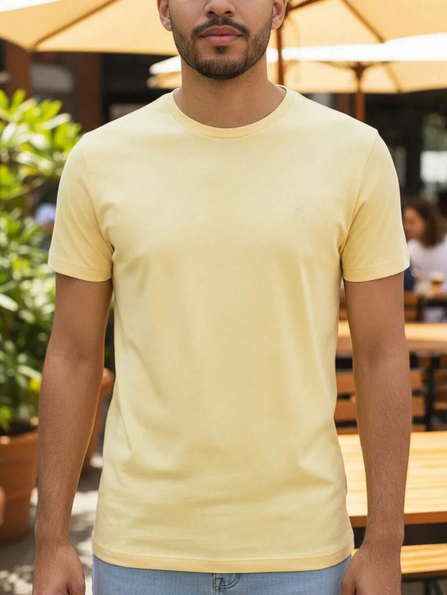 Ogochi Basic Slim Fit T-Shirt, Original Cotton, Various Colors, Christmas, New Year, Summer, Spring - Linh dương Impala vàng - Xem 1