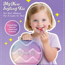 17/18件套女孩化妆礼盒，儿童装扮玩具（塑料化妆玩具），便携式化妆箱带包，角色扮演配件，女孩梳妆台玩具套装，逼真过家家化妆玩具，适合化妆舞会、圣诞装饰、圣诞礼盒