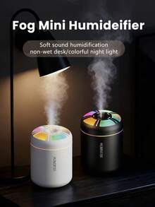 1 Pc Mini Car Humidifier, 180ml Capacity, USB Power Supply, Two Colors Black And White Optional, With Cold Fog And Luminous Atmosphere Light Humidifier,Car Air Freshener, 6 Kinds Of Aromatic Essential Oils Optional - Black and White - View 3