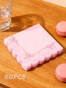 30pcs 13"X13" Party Disposable Napkins With Butterfly Lace Edge - Elegant Fan-Shaped Design, Paper Material, Sweet Girly Style Suitable For Birthday Party, Afternoon Tea, Girls' Gathering And Daily Use - Multicolor - View 6